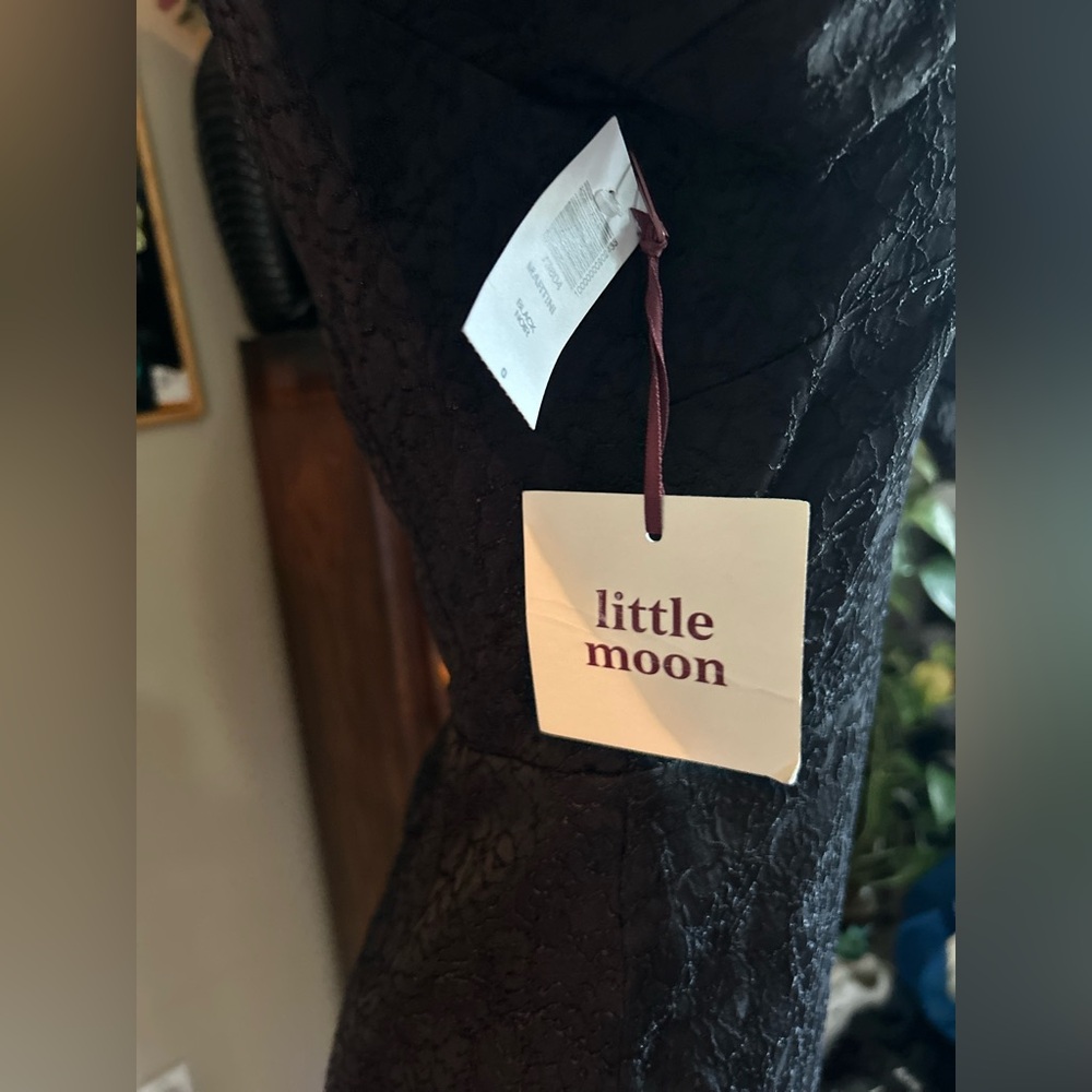 BNWT Aritiza little moon Black puff Sleeve Sangria Dress black dress lace - Picture 2 of 8